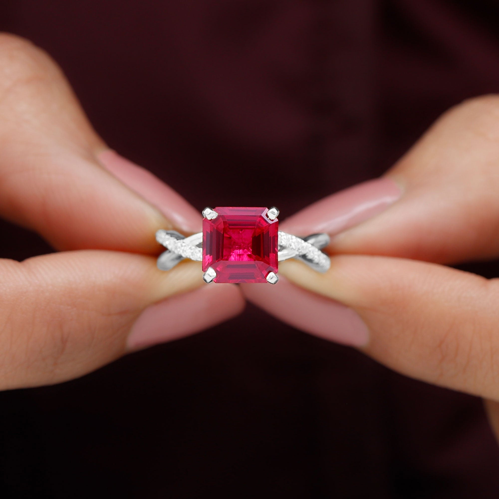 Asscher cut ruby ring deals