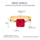 Asscher Cut Lab Grown Ruby Solitaire Ring with Diamond Infinity Shank Lab Created Ruby - ( AAAA ) - Quality - Rosec Jewels