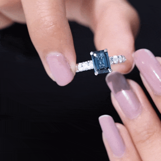 Emerald Cut London Blue Topaz Engagement Ring London Blue Topaz - ( AAA ) - Quality - Rosec Jewels