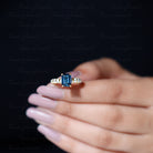 Emerald Cut London Blue Topaz Engagement Ring London Blue Topaz - ( AAA ) - Quality - Rosec Jewels