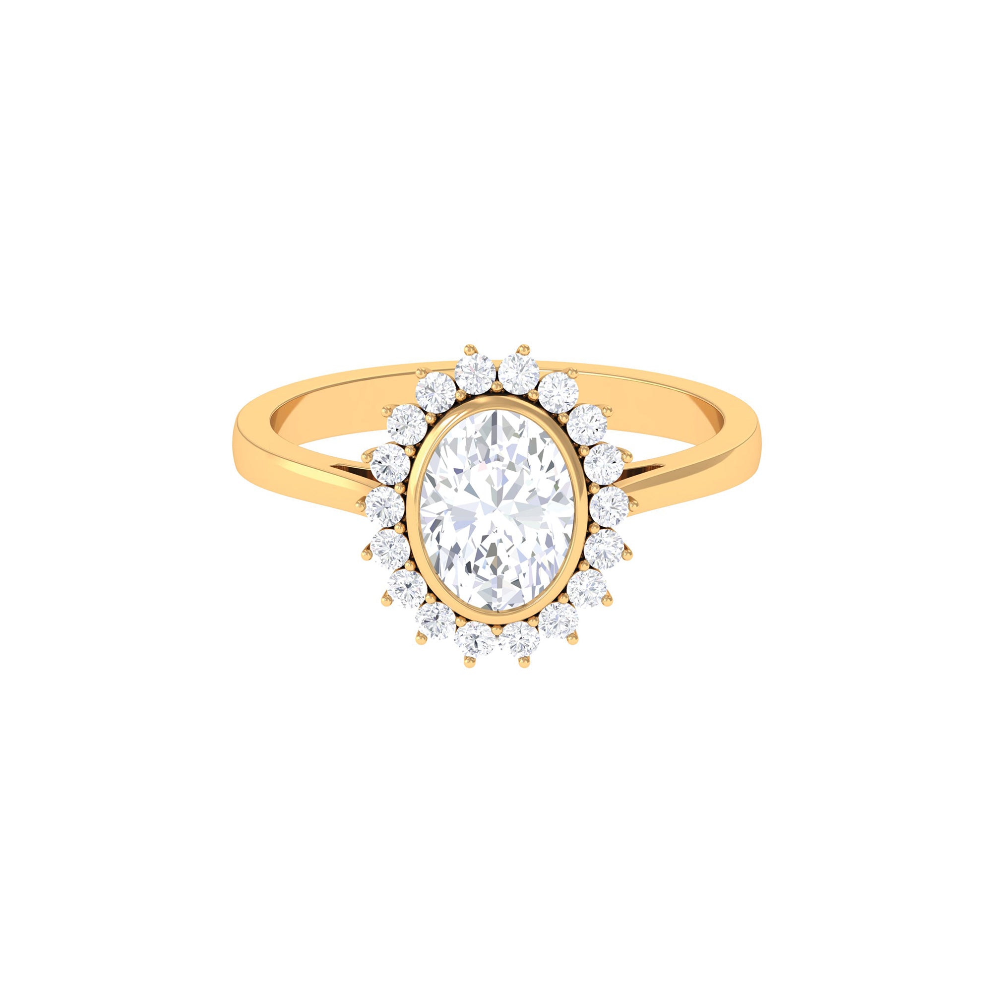Halo Engagement Ring with Moissanite Moissanite - ( D-VS1 ) - Color and Clarity - Rosec Jewels
