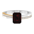 1.75 CT Garnet Two Tone Solitaire Ring with Diamond Garnet - ( AAA ) - Quality - Rosec Jewels