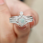 1 CT Classic Ethiopian Opal and Diamond Wedding Ring Set Ethiopian Opal - ( AAA ) - Quality - Rosec Jewels