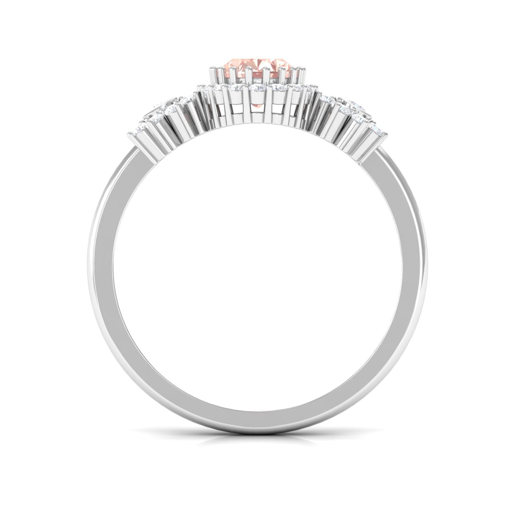 Rosec Jewels-Oval Morganite Designer Engagement Ring with Diamond