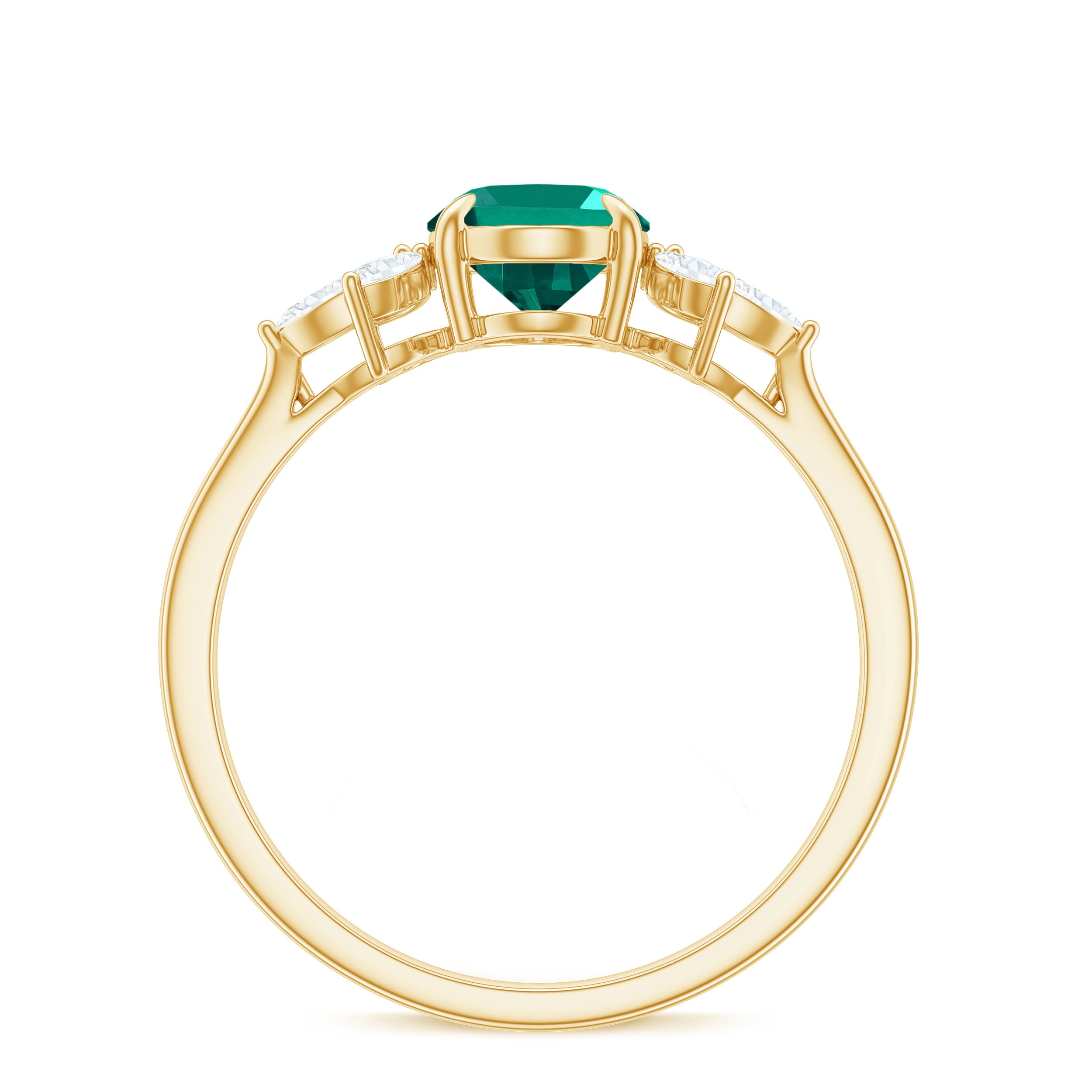 1.75 CT Oval Created Emerald Designer Engagement Ring with Diamond Lab Created Emerald - ( AAAA ) - Quality - Rosec Jewels