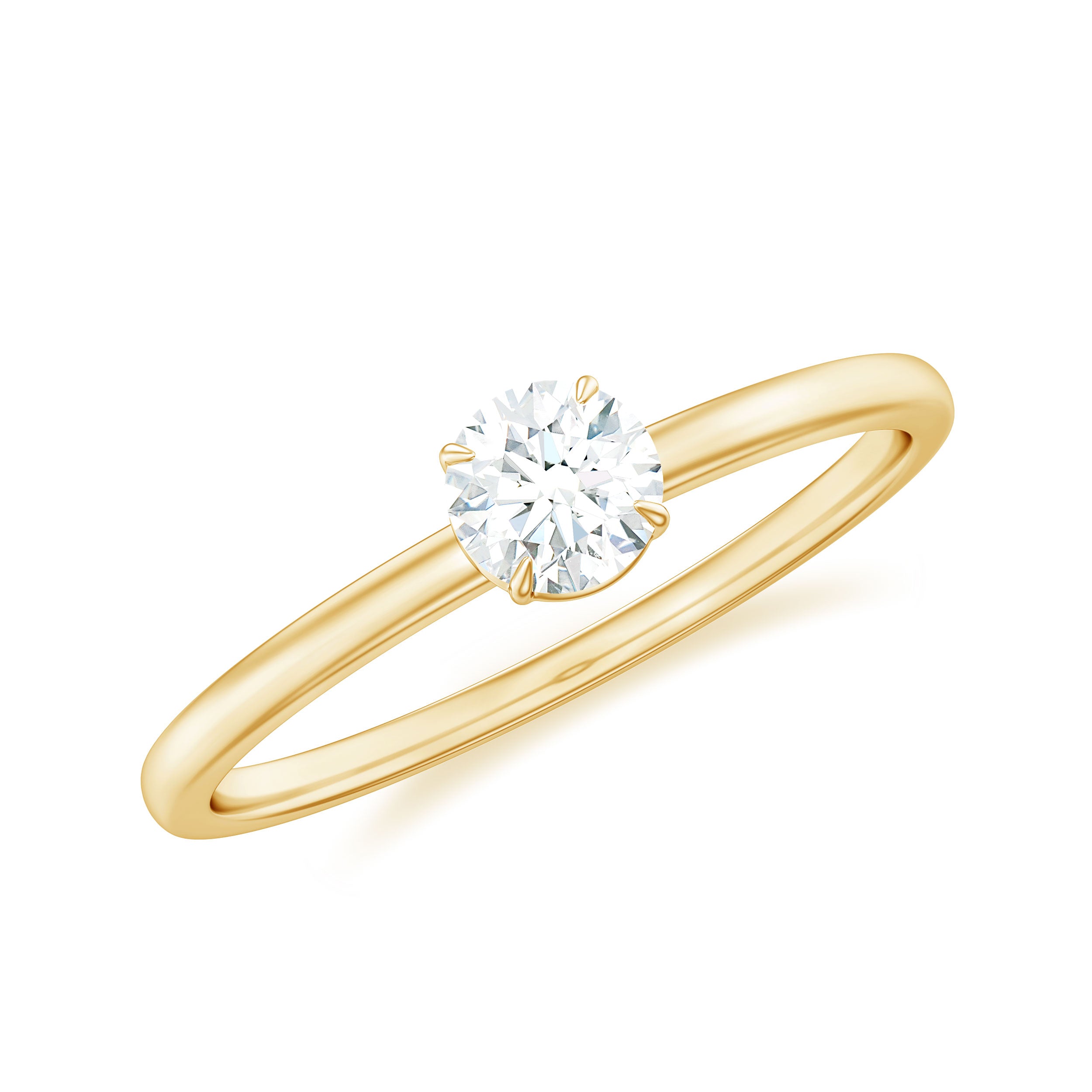 Claw Set Round Moissanite Solitaire Promise Ring Moissanite - ( D-VS1 ) - Color and Clarity - Rosec Jewels