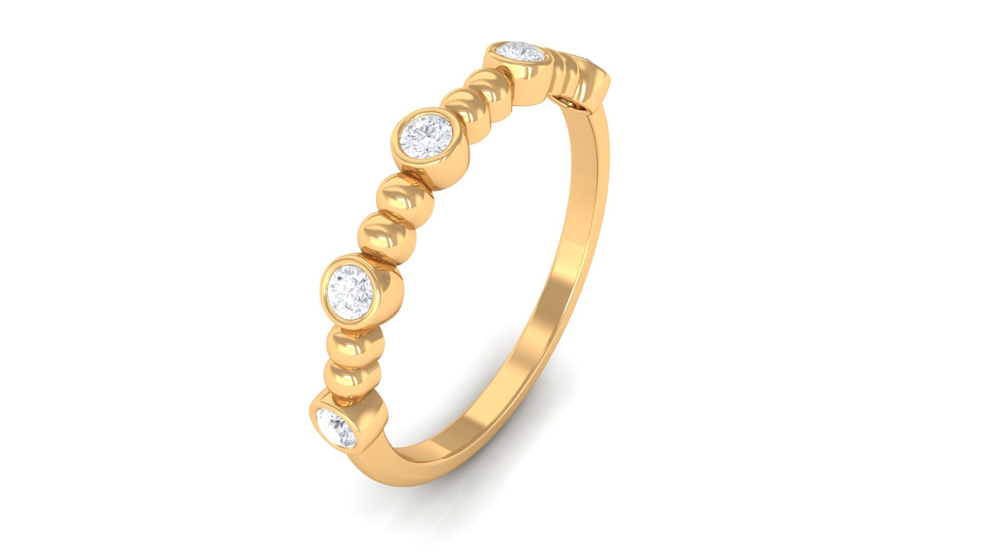 Natural Diamond Beaded Half Eternity Stackable Ring Diamond - ( HI-SI ) - Color and Clarity - Rosec Jewels