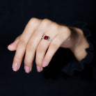 Claw Set Created Ruby Engagement Ring With Diamond Lab Created Ruby - ( AAAA ) - Quality - Rosec Jewels