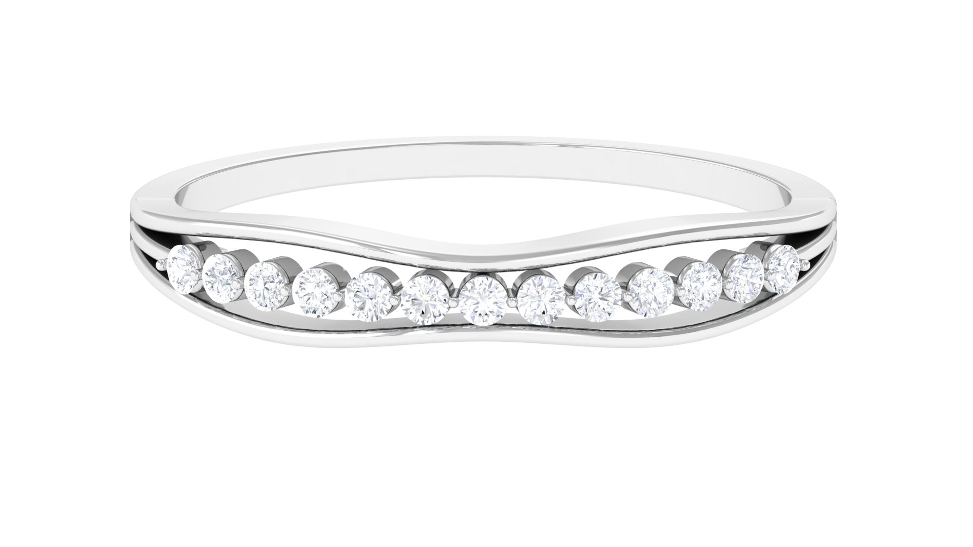 Natural Diamond Half Eternity Minimal Stackable Ring Diamond - ( HI-SI ) - Color and Clarity - Rosec Jewels