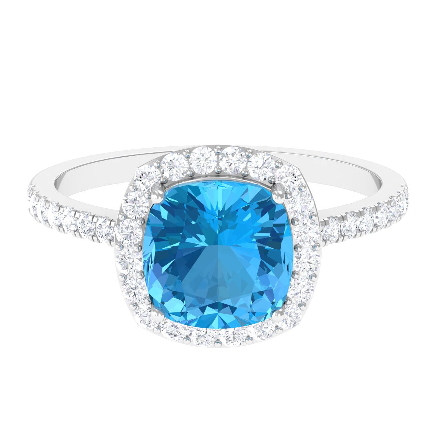 SWISS BLUE TOPAZ & DIAMOND RING size fashion 7.25