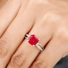 Cushion Cut Solitaire Lab Grown Ruby Infinity Engagement Ring with Diamond Lab Created Ruby - ( AAAA ) - Quality - Rosec Jewels