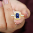 Vintage Engagement Ring with 2.25 CT Created Blue Sapphire and Diamond Accents Lab Created Blue Sapphire - ( AAAA ) - Quality - Rosec Jewels