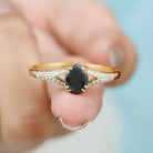 Lab Created Black Diamond Solitaire Engagement Ring with Diamond Lab Created Black Diamond - ( AAAA ) - Quality - Rosec Jewels