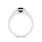 Oval Garnet Solitaire Engagement Ring with Diamond Garnet - ( AAA ) - Quality - Rosec Jewels