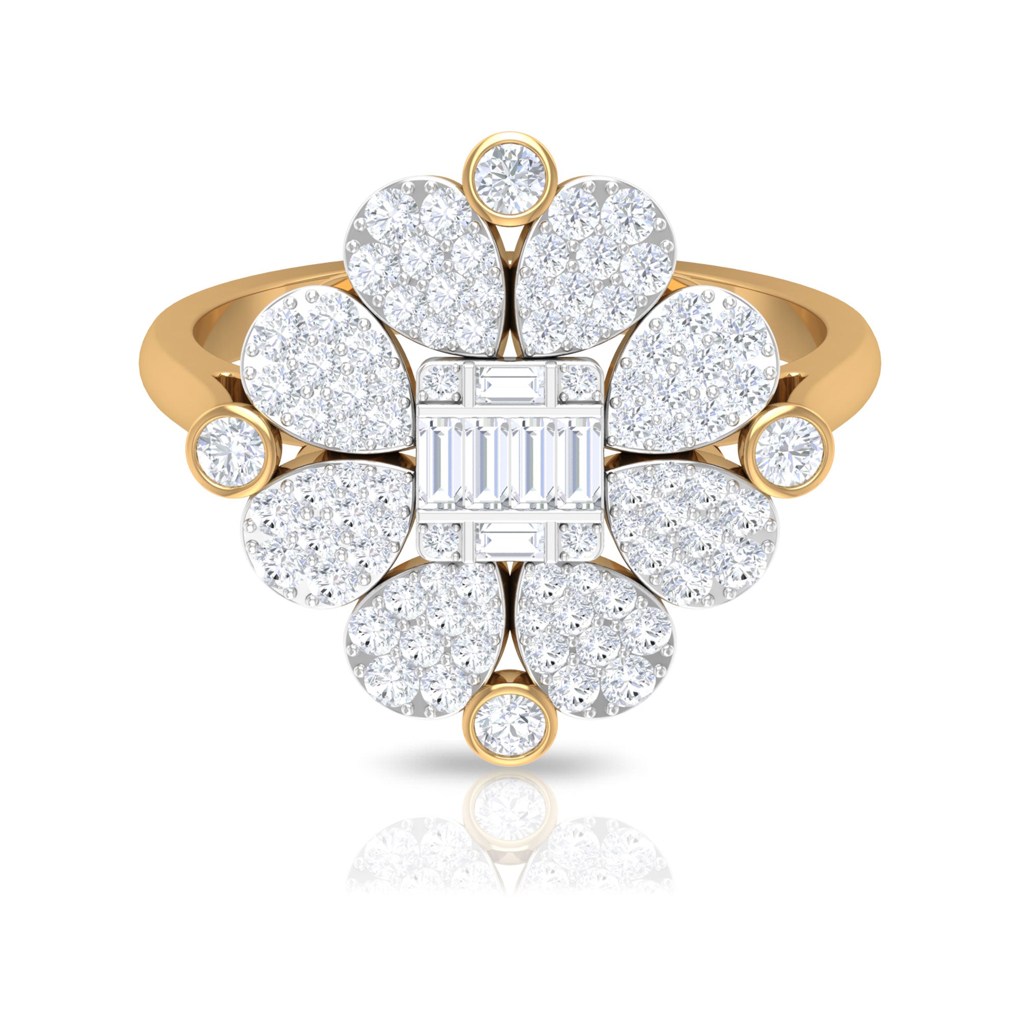 Illusion Set Diamond Statement Engagement Ring Diamond - ( HI-SI ) - Color and Clarity - Rosec Jewels