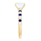 Rosec Jewels-2.75 CT Moissanite Solitaire Ring with Created Blue Sapphire