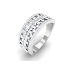 Baguette and Round Wide Diamond Band Ring Diamond - ( HI-SI ) - Color and Clarity - Rosec Jewels