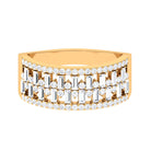 Baguette and Round Wide Diamond Band Ring Diamond - ( HI-SI ) - Color and Clarity - Rosec Jewels