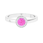 Pink Sapphire and Diamond Halo Engagement Ring Pink Sapphire - ( AAA ) - Quality - Rosec Jewels