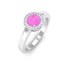 Pink Sapphire and Diamond Halo Engagement Ring Pink Sapphire - ( AAA ) - Quality - Rosec Jewels