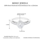 Oval Diamond Double Halo Engagement Ring with Beaded Detailing Diamond - ( HI-SI ) - Color and Clarity - Rosec Jewels