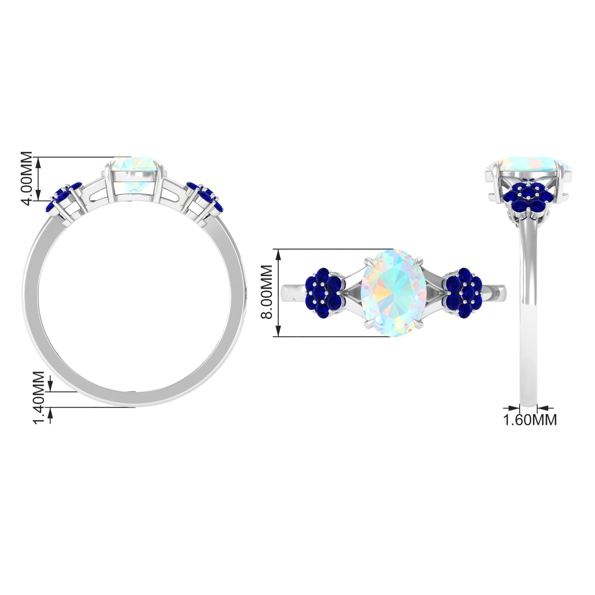 Oval Cut Ethiopian Opal Cocktail Engagement Ring with Blue Sapphire Ethiopian Opal - ( AAA ) - Quality - Rosec Jewels