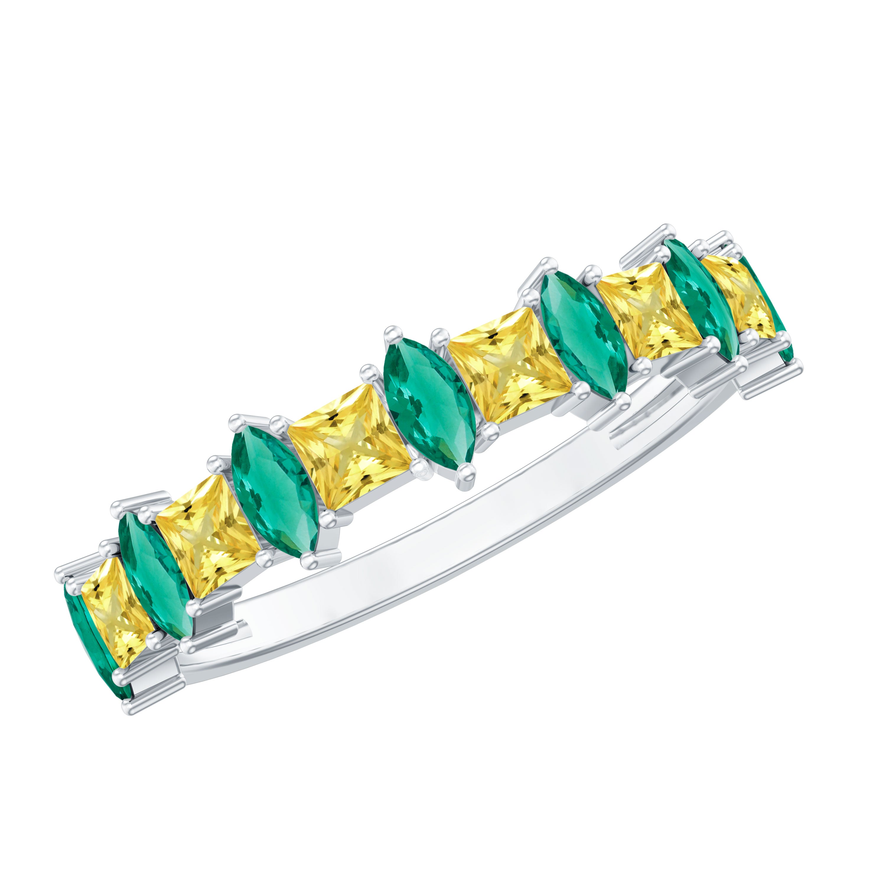 Rosec Jewels-Lab-Created Emerald and Yellow Sapphire Half Eternity Ring