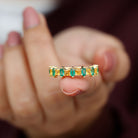 Rosec Jewels-Lab-Created Emerald and Yellow Sapphire Half Eternity Ring