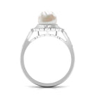 Freshwater Pearl and Diamond Cocktail Halo Ring Freshwater Pearl - ( AAA ) - Quality - Rosec Jewels