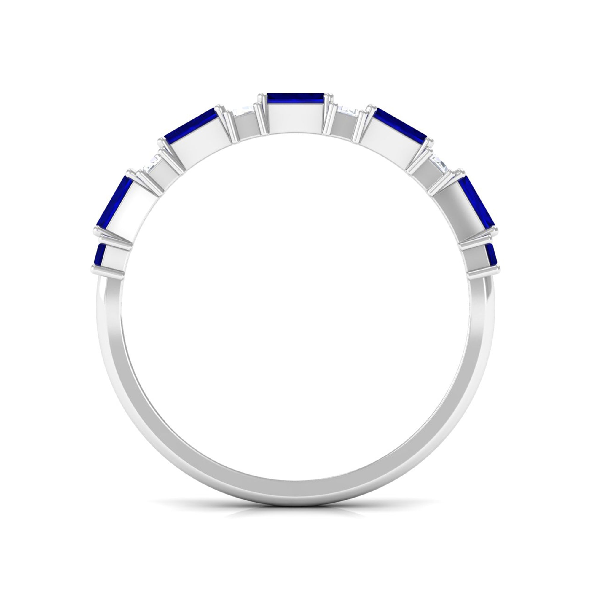 Blue Sapphire and Diamond Half Eternity Ring Blue Sapphire - ( AAA ) - Quality - Rosec Jewels