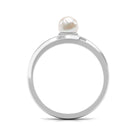 Minimal Freshwater Pearl Solitaire Ring in Bypass Shank Freshwater Pearl - ( AAA ) - Quality - Rosec Jewels