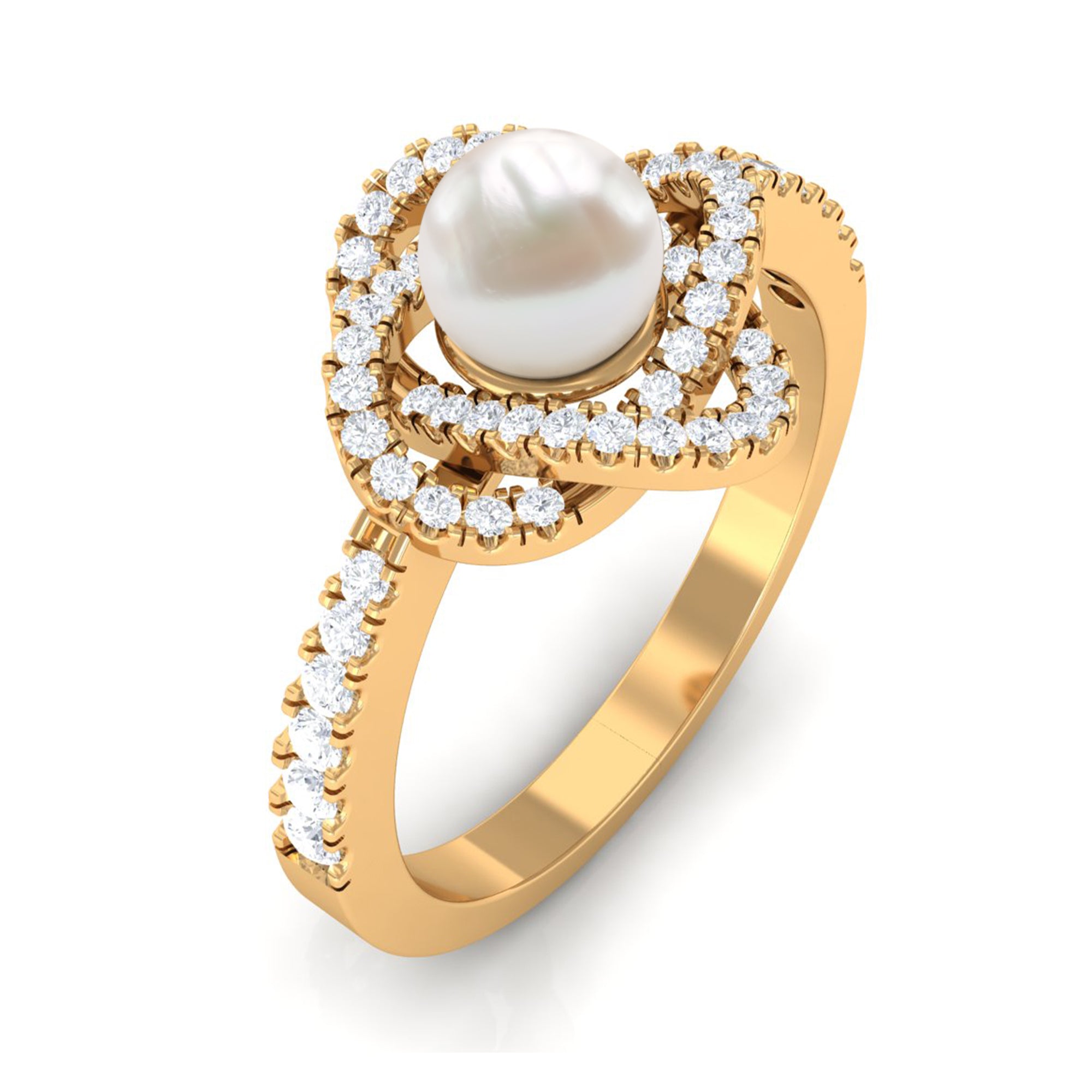 2.50 CT Freshwater Pearl Engagement Ring with Diamond Accent Freshwater Pearl - ( AAA ) - Quality - Rosec Jewels