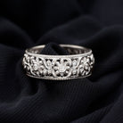 Flower Inspired Zircon Filigree Wedding Band Zircon - ( AAAA ) - Quality - Rosec Jewels