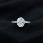 Oval Zircon Halo Engagement Ring Zircon - ( AAAA ) - Quality - Rosec Jewels