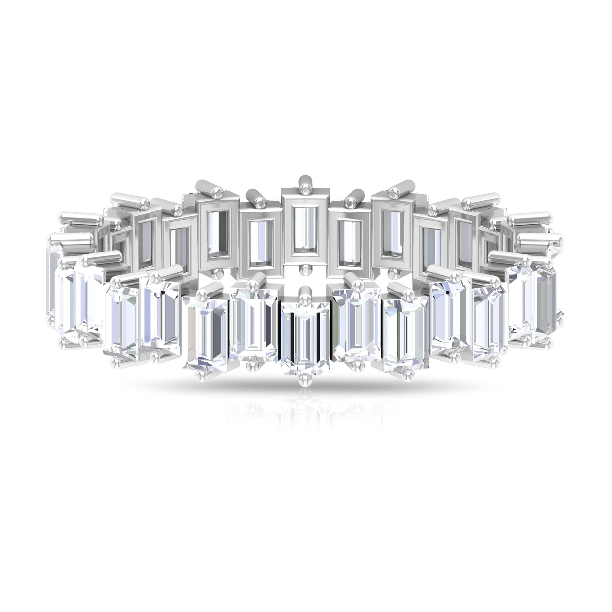 Rosec Jewels-Baguette Cut Cubic Zirconia Uneven Eternity Band Ring
