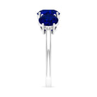 3.75 CT Created Blue Sapphire Three Stone Engagement Ring Lab Created Blue Sapphire - ( AAAA ) - Quality - Rosec Jewels