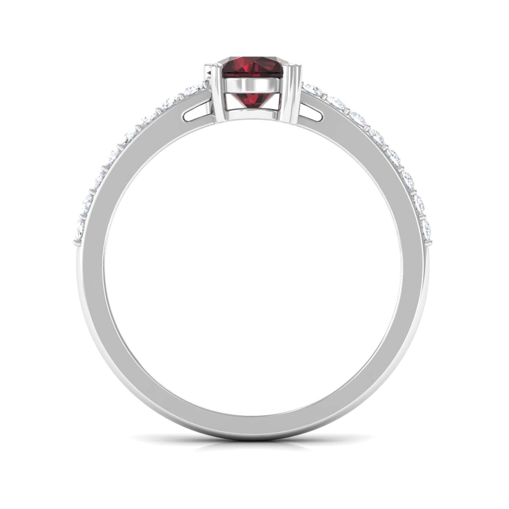 Designer Garnet Solitaire Promise Ring with Diamond Garnet - ( AAA ) - Quality - Rosec Jewels