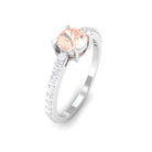 Designer Morganite Solitaire Promise Ring with Diamond Morganite - ( AAA ) - Quality - Rosec Jewels