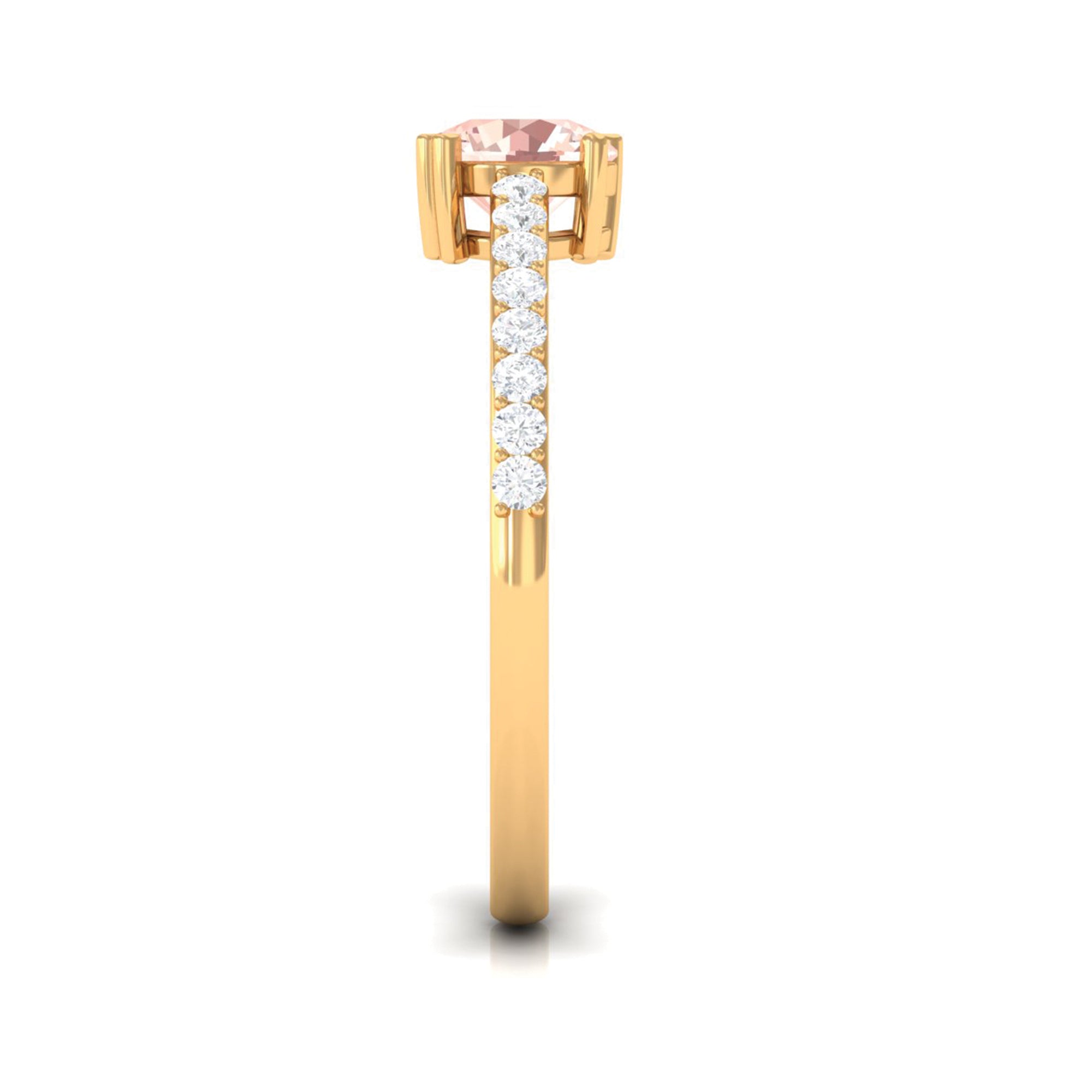 Designer Morganite Solitaire Promise Ring with Diamond Morganite - ( AAA ) - Quality - Rosec Jewels