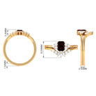 Octagon Cut Garnet Solitaire Ring Set with Diamond Garnet - ( AAA ) - Quality - Rosec Jewels