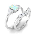 Octagon Cut Ethiopian Opal Solitaire Ring Set with Diamond Ethiopian Opal - ( AAA ) - Quality - Rosec Jewels