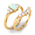 Octagon Cut Ethiopian Opal Solitaire Ring Set with Diamond Ethiopian Opal - ( AAA ) - Quality - Rosec Jewels