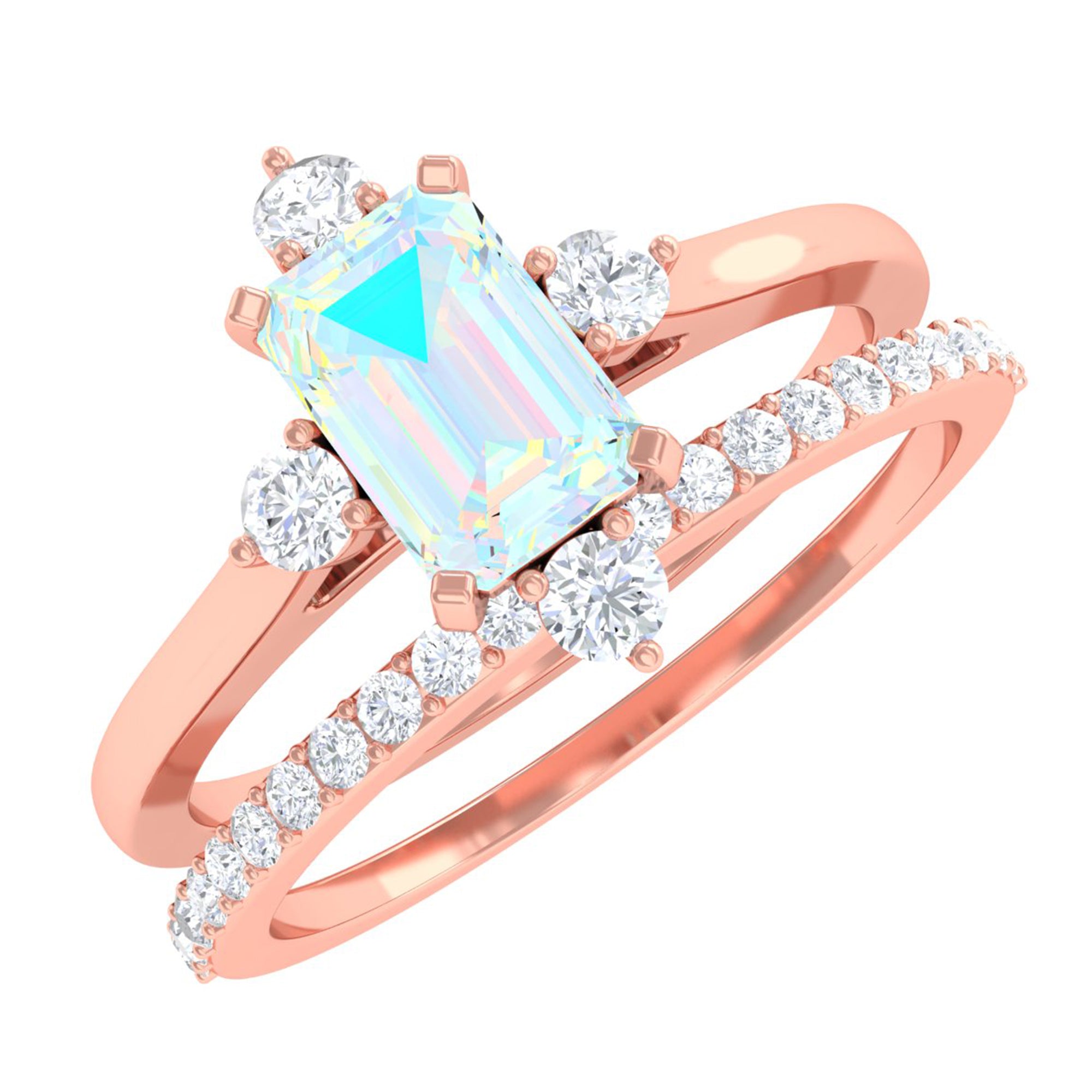 Natural Ethiopian Opal Solitaire Ring Set with Diamond Ethiopian Opal - ( AAA ) - Quality - Rosec Jewels