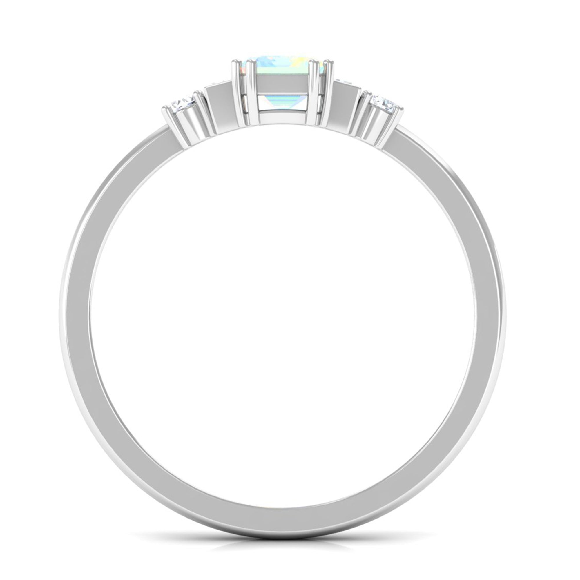 Octagon Cut Ethiopian Opal Solitaire Ring with Diamond Ethiopian Opal - ( AAA ) - Quality - Rosec Jewels