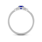 Classic Octagon Cut Created Blue Sapphire Ring with Diamond Lab Created Blue Sapphire - ( AAAA ) - Quality - Rosec Jewels