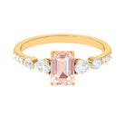 Solitaire Morganite Engagement Ring with Diamond Side Stones Morganite - ( AAA ) - Quality - Rosec Jewels