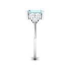 Designer Aquamarine Solitaire Engagement Ring with Diamond Aquamarine - ( AAA ) - Quality - Rosec Jewels