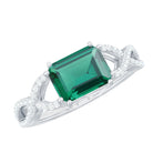 Octagon Created Emerald East-West Crossover Ring with Diamond Lab Created Emerald - ( AAAA ) - Quality - Rosec Jewels