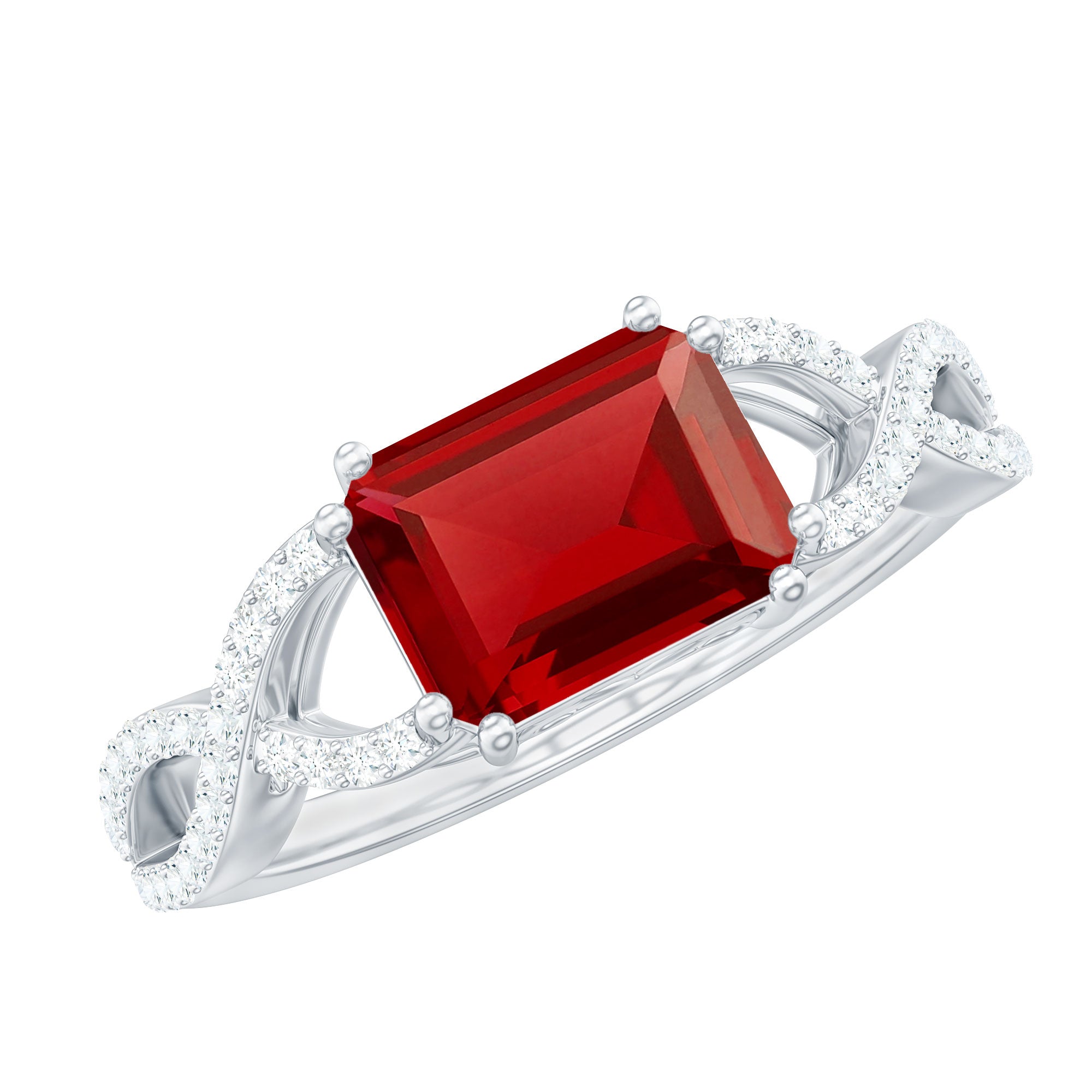 Vintage Sterling Silver Ruby Red Faceted Solitaire Cocktail Ring Featuring Elegant Prong outlets Set Design