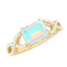Octagon Ethiopian Opal East West Crossover Ring with Diamond Ethiopian Opal - ( AAA ) - Quality - Rosec Jewels
